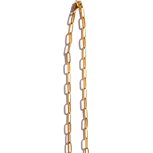 Paper clip charm 18k gold pvd necklace