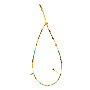 18K Gold-Plated Turquoise &amp; Pearl Beaded Necklace