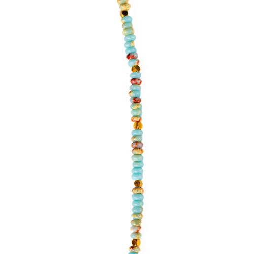 18K Gold-Plated Pearl & Sky Blue Beaded Necklace