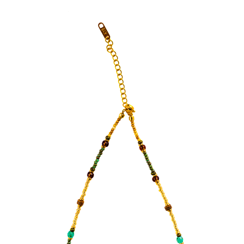 18K Gold-Plated Turquoise &amp; Pearl Beaded Necklace