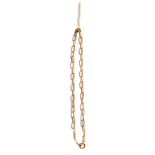 Paper clip charm 18k gold pvd necklace